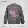 Camiseta de manga larga con estampado de letras de estilo urbano americano para hombre, corte holgado, algodón puro, sudadera moderna, top de cuello redondo para primavera y otoño