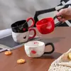 Taza Cerámica Linda de Puntos Taza de Café para el Hogar Taza Creativa de Dibujos Animados para Pareja Taza de Agua Taza de Desayuno Cerámica