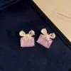 Pendientes de Botón Rectangulares de Mariposa de Circonita Colorida Dulces y Vivos Pendientes Pequeños Frescos de Verano Joyería para Orejas de Lujo Ligero y de Alta Gama