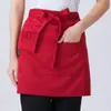 Garçom masculino e feminino avental preto curto hotel restaurante restaurante ocidental café cozinha meia cintura