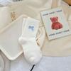 Calcetines de Terciopelo Australiano con Bordado de Lazo para Mujer Otoño e Invierno con Forro Polar Calcetines Gruesos Cálidos para Dormir Calcetines Lindos Suaves Cerosos de Piel para Mujer