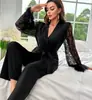 Pijama Sexy de Nuevo Estilo Transfronterizo de Amazon 2024 para el Hogar con Puños, Camisón Sexy Directamente del Fabricante