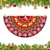 Bandera con forma de abanico navideño transfronteriza Decoración navideña para colgar en el patio exterior Bandera semicircular con forma de arco con forma de Papá Noel