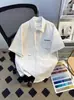 Camisa de Verano Fina Versátil Nueva de Estilo Japonés Marca de Moda sin Marca Versátil de Manga Corta con Cuello Artístico