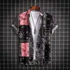 Camisa masculina casual de manga curta estilo Paisley, sem posicionamento