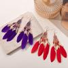 Pendientes Bohemios Transfronterizos de Gota de Agua y Plumas, Pendientes Largos Personalizados con Borlas Retro Estilo Minoría Étnica