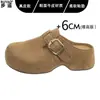 Mocasines de mujer estilo Birkenstock, de cuero, con suela gruesa, de 6 cm de altura, tipo slip-on, sin talón, zapatos de vestir