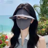 Mascarilla de Protección Solar para Mujer 2026 Nuevo Verano Protección UV Seda Helada Facekini Sombrero y Mascarilla Combinados para Sombrear al Aire Libre