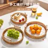 Bandeja de imitación de ratán, cesta de pan, bandeja comercial tejida a mano para cafetería y tienda de té, bandeja de estilo japonés para sala de estar, frutas y snacks