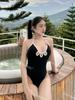 Traje de baño de una pieza sexy nuevo de fábrica, bikini, traje de baño europeo y americano, traje de baño de color sólido, bikini con tirantes
