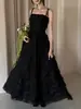 Vestido de Noite 2025 Super Fada Pena Aniversário Preto Sexy Vestido Alça Preto Banquete Elegante Vestido para Mulheres