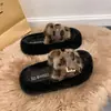 Pantuflas mullidas de suela gruesa para mujer para usar al aire libre, nuevas pantuflas de algodón de moda de otoño, zapatos mullidos para mujer