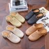 Verano 2025 Nuevas Comercio Exterior Punta Cuadrada Transpirables Hebilla Media Pantufla Tejidas Sandalias Lazy para Mujer