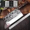 Cuchillo de corte de hueso profesional directo de fábrica, con diseño de paisaje, para el hogar, de corte afilado, de doble propósito, forjado a mano, para cocina.