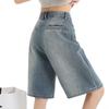 Naranja Infantil # Verano Nuevo Retro Shorts de Mezclilla de Pierna Ancha para Mujer, Sueltos, Adelgazantes, Realzantes de la Altura, Pantalones de Pierna Recta Versátiles de Moda