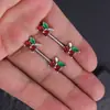 E-commerce Transfronterizo Más Vendidos Anillos Rojos de Cereza para Pezón, Barras de Acero Inoxidable para Pezón, Bolas de Diamante Perla, Anillos Rojos para Lengua, Anillos para Pezón