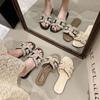 Populares Pantuflas de Playa con Perlas para Mujer Verano 2025 Uso Exterior Estilo Pequeño Fragante Pantuflas Planas Estilo Hada Nicho Hermoso Fresco