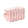 Nueva bolsa de maquillaje de gran capacidad para viajes transfronterizos, organizador de cuidado de la piel, diseño portátil, bolsa de almacenamiento de lápices labiales a rayas para mujeres