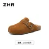 Pantuflas cerradas ZHR para mujer, modelo nuevo de otoño 2026 para usar al aire libre, medias pantuflas retro de suela gruesa, zapatos Birkenstock versátiles de punta dividida