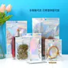 Bolsa con Cierre de Cremallera Láser Portatarjetas Joyería Bolsa de Empaque Transparente Almacenamiento a Prueba de Polvo Bolsa de Empaque con Pegatina Grande