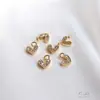 Ala Relleno de Oro de 14K Conservación del Color Incrustado Circonita Color Circonio Colgante Pequeño en Forma de Corazón Accesorios de Joyería para Pulsera Hecha a Mano DIY