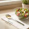 Garfo de Salada de Aço Inoxidável Estilo Coreano Mais Vendido em Fronteiras, Colher de Jantar com Cabo Longo para Uso Doméstico, Garfo de Salada Estilo Ocidental para Hotel, Colher de Servir