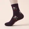 Meias femininas Zhuji meias para mãe desodorantes primavera e outono quatro estações boca larga jacquard meias de cano médio para idosos avó meias femininas