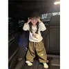 Ropa infantil estilo coreano, conjunto de otoño para niñas, camiseta casual de Mickey a la moda y pantalones de estampado de leopardo modernos, conjunto de dos piezas