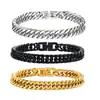 Pulsera Transfronteriza de Acero de Titanio para Hombres, Pulido Cuadrangular Doble Tejido Simple Cadena Cubana de Acero Inoxidable Hip-Hop, Accesorios de Alta Gama para Mujeres