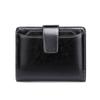 Nueva cartera transfronteriza RFID para mujer, con cremallera, hebilla, tarjetero, monedero de cuero encerado con aceite, cartera corta de moda europea y americana.