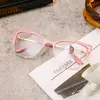 Gafas de Moda Nuevas con Montura Metálica Hueca, Anti Luz Azul y Fotocromáticas, Montura de Gafas de Alta Gama de Moda para Mujeres Ins Europeas y Americanas