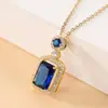 Colar de Esmeralda Popular Transfronteiriço Cobre Banhado a Ouro Cristal de Zircônia Colar Conjunto de Esmeralda Feminino Atacado
