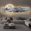 Pintura Decorativa de Lujo Ligero Atmosférico para Sala de Estar Sentido Avanzado Pintura con Lámpara de Luz LED Pintura de Paisaje Tridimensional Pintura Colgante para Pared de Fondo de Sofá
