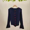Estilo Suave Corte Ajustado Manga de Campana Tejido Grueso Prendas de Punto para Mujer Otoño e Invierno 2025 Nuevo Estilo Coreano Top Interior de Punto