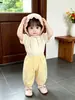 Conjunto de Verano para Niñas Estilo Coreano Bebé Verano Camiseta Lisa Delgada + Pantalones Casuales de Linterna Conjunto Versátil de Dos Piezas para Salir
