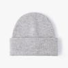 Chapéu de Lã Feminino para Outono e Inverno, Circunferência da Cabeça Grande, Chapéu de Tricô Espesso de Cor Única com Barra Dupla, Quente, Proteção para as Orelhas