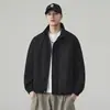 Jaqueta masculina estilo retrô americano, com corte solto e gola alta, perfeita para primavera e outono, uma peça de outerwear casual e versátil para o trabalho