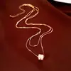 Collar de Doble Capa con Baño de Oro Real de 18k, Cintura Delgada, Madreperla, Lujo Ligero, Sentido de Alta Gama, Cadena para Clavícula, Cadena de Moda Versátil, Accesorio para Mujeres
