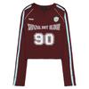 Roupas Masculinas Americanas Retrô Camiseta de manga comprida Futebol Feminino Outono blokette Estilo Esportivo Jersey Ombro Spice Girl