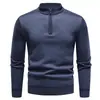 Otoño Invierno 2026 Nuevo Suéter Pulóver de Media Cremallera para Hombre de Manga Larga para Jóvenes con Cuello Alto Tallas Grandes Prendas de Punto para Hombre