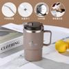 Taza de café de acero inoxidable con cuchara, taza aislante de alto valor de color, gran capacidad con pajita, taza, taza, logotipo de regalo