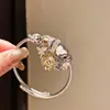 Pulsera de Cristal con Forma de Corazón y Goteo de Aceite de Libélula Incrustada de Diamantes Estilo Lujo Ligero Europeo y Americano, Pulsera Exquisita y Dulce, Joyería de Gama Alta de Nicho