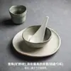 Juego de Vajilla de Gres de Cuatro Piezas para Restaurantes de Hotel y Clubes, Juego de Tres Piezas de Tazones, Cucharas, Tazones de Cerámica, Platos, Tazas y Cucharas
