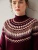 Suéter de Punto Grueso de Cachemira con Cuello Redondo Medio Alto Jacquard Fair Isle de Peso Pesado Capa Interior Camisa Base de Suéter de Gama Alta