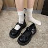 Zapatos de Cuero para Mujer 2025 Invierno Nuevo Mary Jane de Suela Gruesa Lazo con Falda Retro Estilo Japonés Jk Flats
