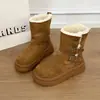 Botas de nieve botas de mujer cálidas de algodón botas cortas 2026 hebilla invierno dos usos moda suela gruesa casual adelgazante