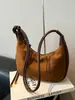 Bolsas Femininas de Nicho Transfronteiriças 2026 Nova Bolsa Transversal Versátil Vintage Moda Bolsa de Ombro/Axila Camurça Formato Bolinho