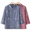 Camisa de verano para mujeres de mediana edad y mayores, traje de verano para madres, blusa de siete mangas para ancianas, ropa para ancianos, traje de abuela