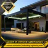 Pavilhão elétrico personalizado com luz LED e persiana de correr para vila, casa própria, pavilhão de lazer, área cênica, pousada, pavilhão de guarda-sol ao ar livre