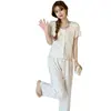 Pijama Floral para Mulheres, Novo Estilo de Verão, Cardigã de Algodão, Calças de Manga Curta, Doce e Casual, Estilo Fino, Pode Ser Usado Fora de Casa como Roupa de Casa